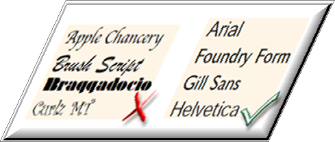 Accessible and innaccessible fonts